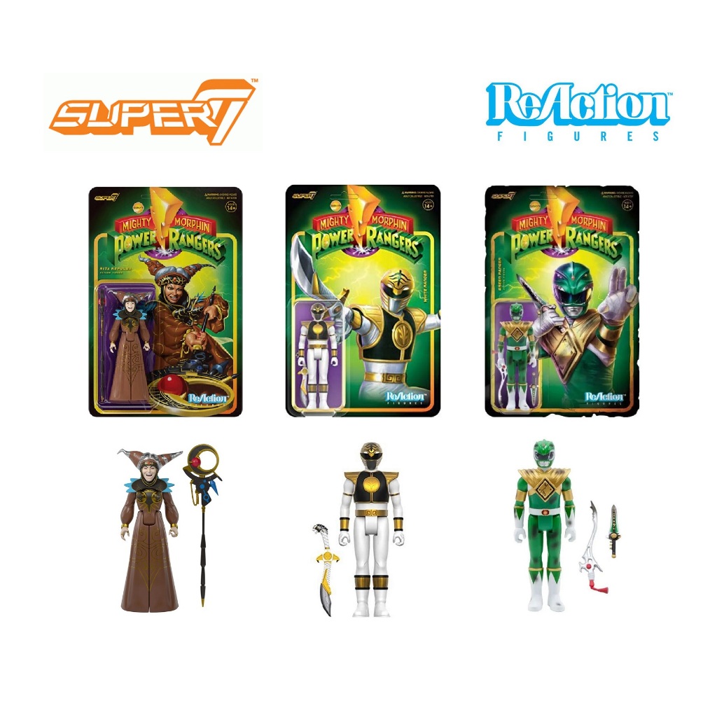 [เลือกแบบได้] SUPER 7 : REACTION FIGURES : MIGHTY MORPHIN POWER RANGERS สเกล 3.75 นิ้ว ของแท้ 100%