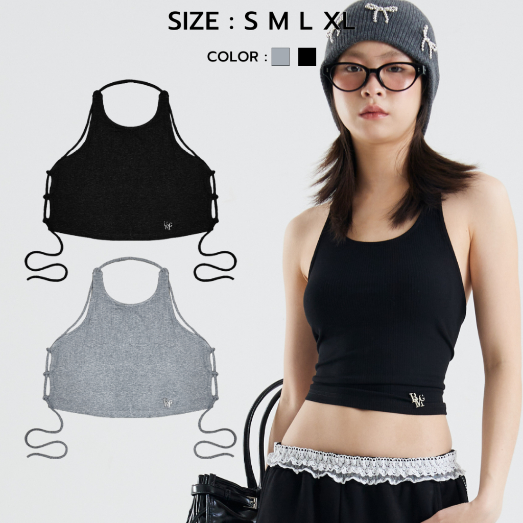 (ส่งด่วน) Bemingtop788(S-XL) - Lyna tank top สายเดี่ยวดีไซน์เก๋ โดดเด่นด้วยดีเทลเชือกผูกด้านหลัง