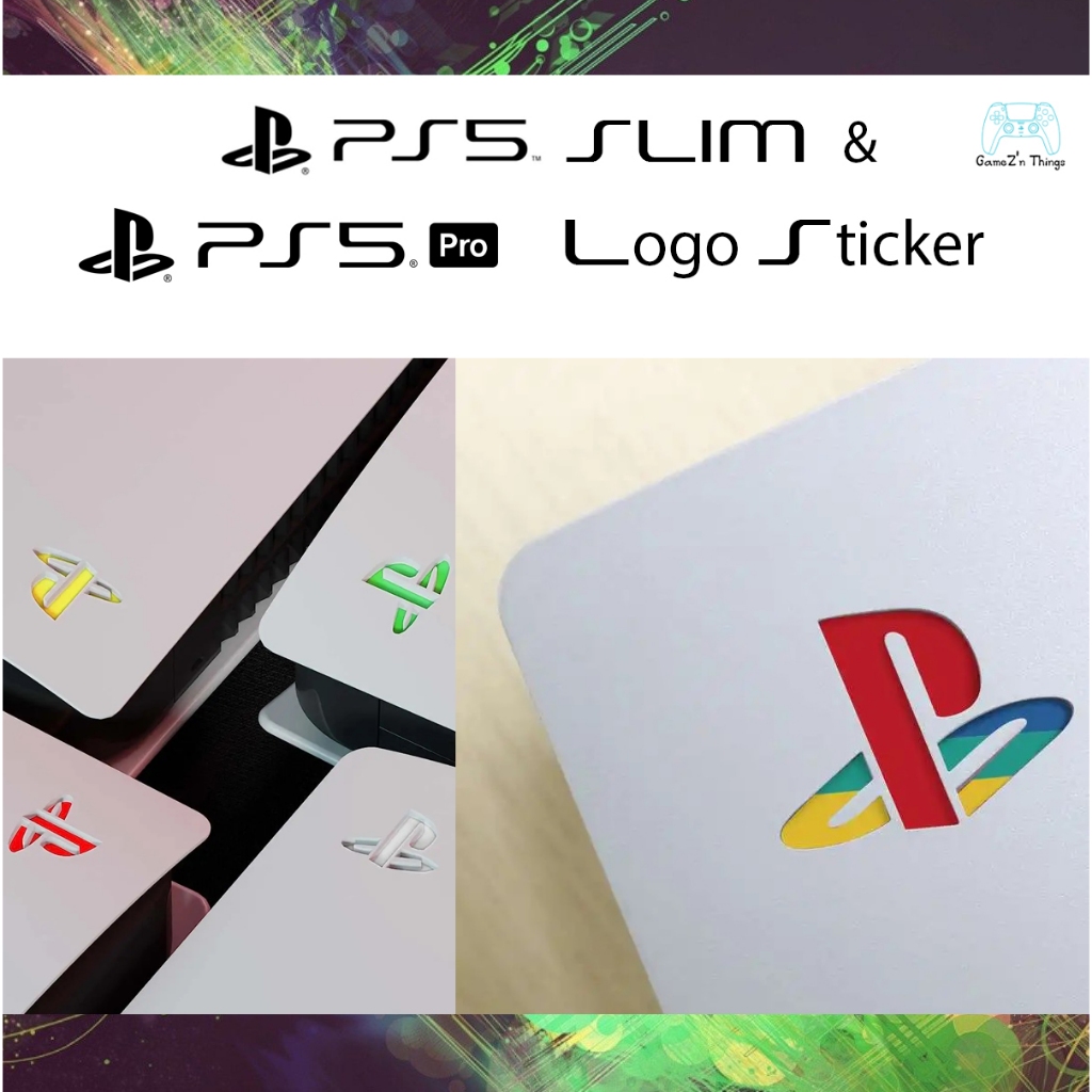 สติกเกอร์โลโก้ PS ติดเครื่อง PS5 SLIM และ PS5 PRO PS5 SLIM and PS5 PRO Logo Stocker Underlay Decals ใช้ติดใต้ฝาแท้