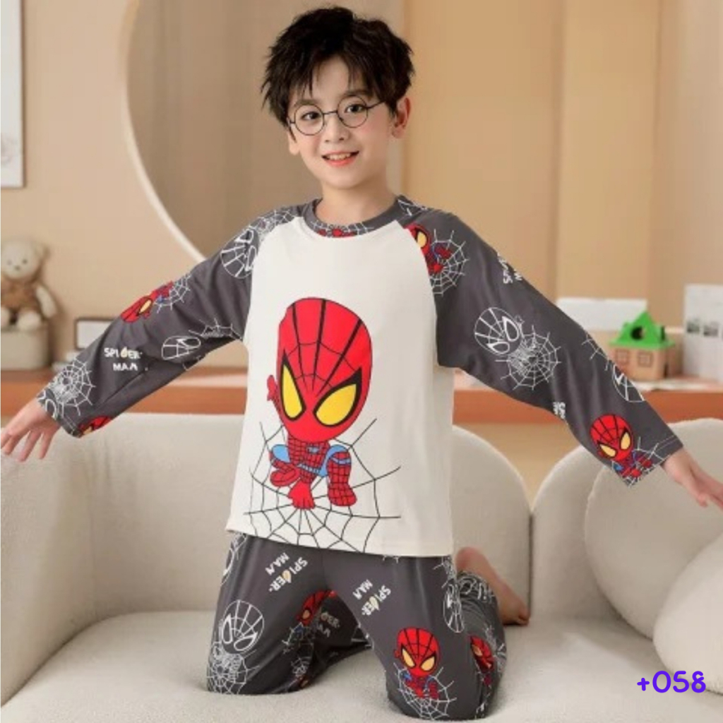 +058 ชุดเซ็ตเสื้อแขนยาว+กางเกงขายาวสไปเดอร์แมน