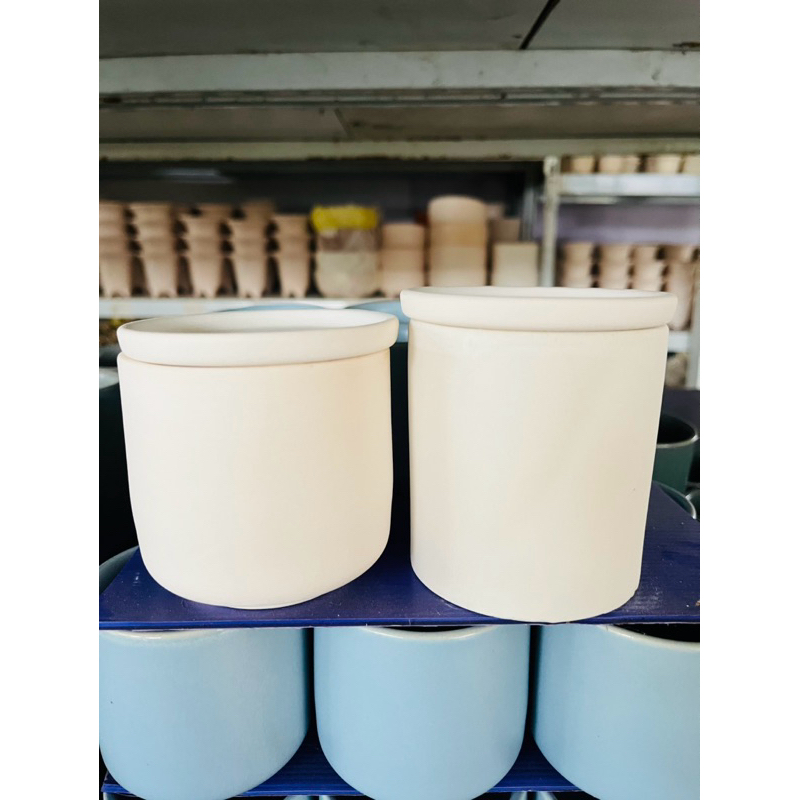 แก้วใส่เทียนหอม ดินเผา พร้อมฝาปิด 180 ml ขายยกเซ็ต 3 ใบ 6 ใบ