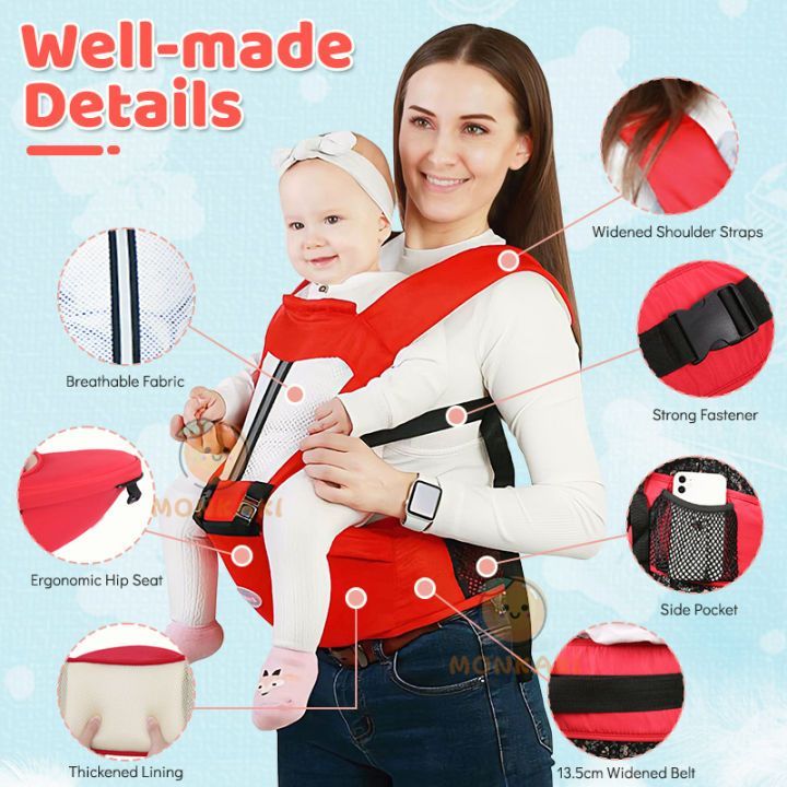 ปลีก/ส่ง เป้อุ้มเด็ก เป้อุ้มเด็ก 4-in-1 แบบถอดได้ สามารถสวมใส่ได้ทั้งด้านหน้าและด้านหลังตั้งแต่ 0-36 เดือน - รูปที่ 4