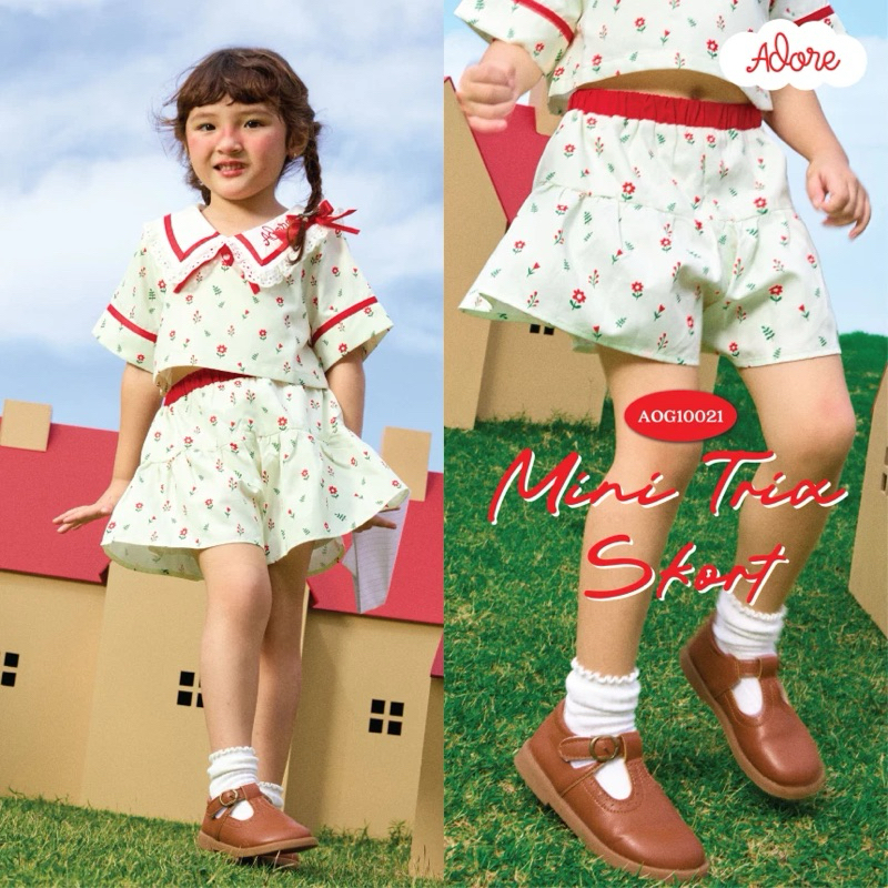 ADORE2112 AOG10021 : MINI TRIX SKIRT เสื้อเด็กผู้หญิง คอปก ชุดเซท เสื้อครอปเด็กผู้หญิง เสื้อเด็กผู้ห