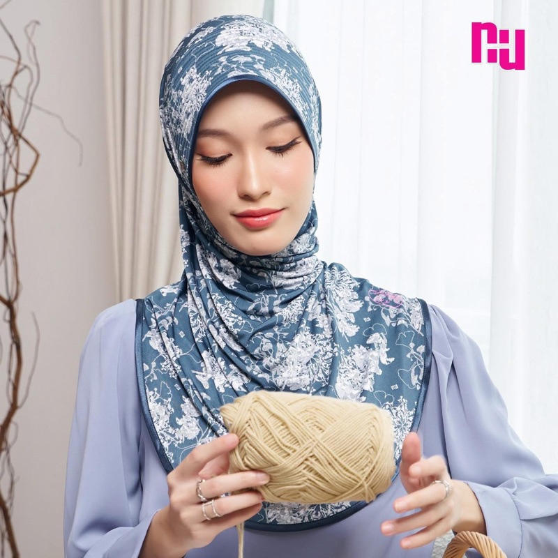 NUNUH GINKGO ผ้าคลุมผมฮีญาบมุสลิมแบบสวมสำเร็จ ทรงฟองน้ำตรง (FN-T)