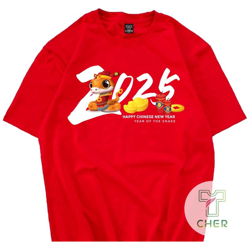 เสื้อยืดตรุษจีน 2025 ลายงู 2025 เนื้อผ้าcotton 100% สวยๆราคาโรงงานพร้อมส่งมีครบทั้งเด็กและผู้ใหญ่