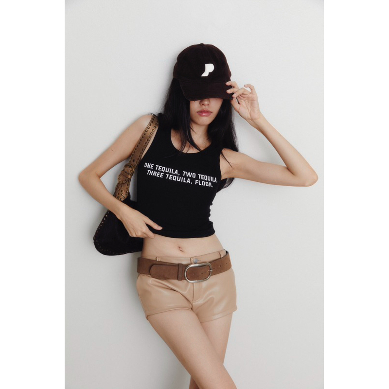 Piccoro - Give Me Tequila Shots Tank เสื้อกล้ามผ้ายืดสีดำ