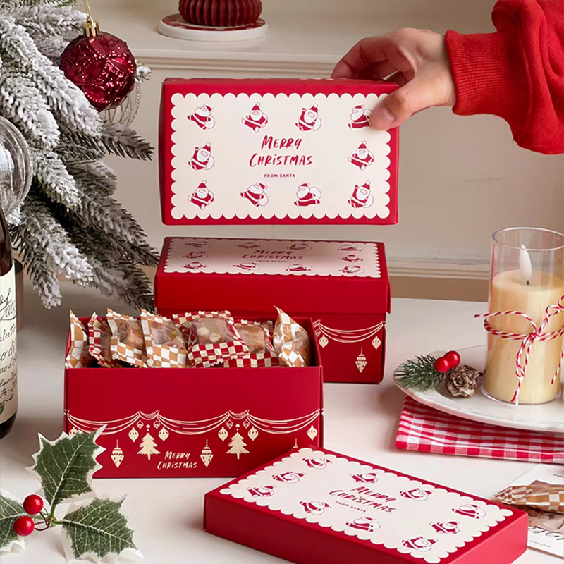 กล่องใส่ขนมลายคริสมาสต์ Santa Christmas (แพค 5 ใบ)