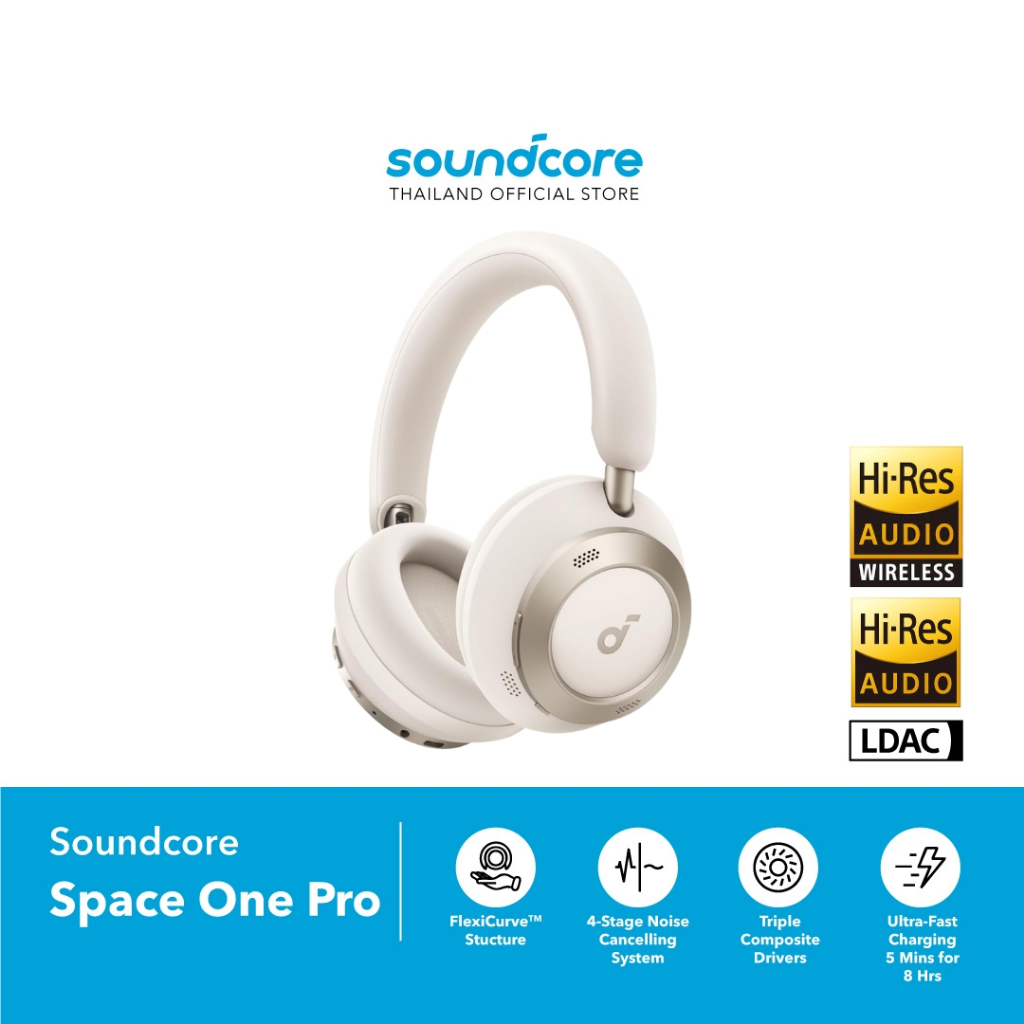 Soundcore Space One Pro หูฟังครอบหู หูฟังไร้สาย หูฟังบลูทูธ ตัดเสียงรบกวน Hi-Res Wireless ANC LDAC