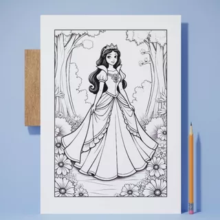 ชุดภาพระบายสีเจ้าหญิงแสนสวย ชุดที่ 1 มี 20 แผ่น / เลือกกระดาษได้