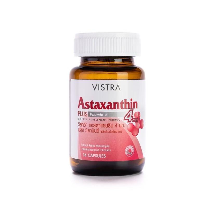 VISTRA Astaxanthin 4mg Plus Vitamin E ผลิตภัณฑ์เสริมอาหาร 14 capsules