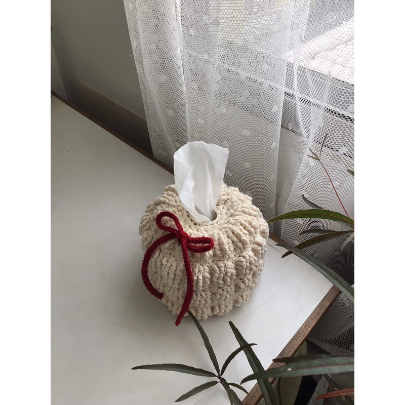 tissue case ที่ใส่กระดาษทิชชู่ ไหมพรมคอตตอนถัก