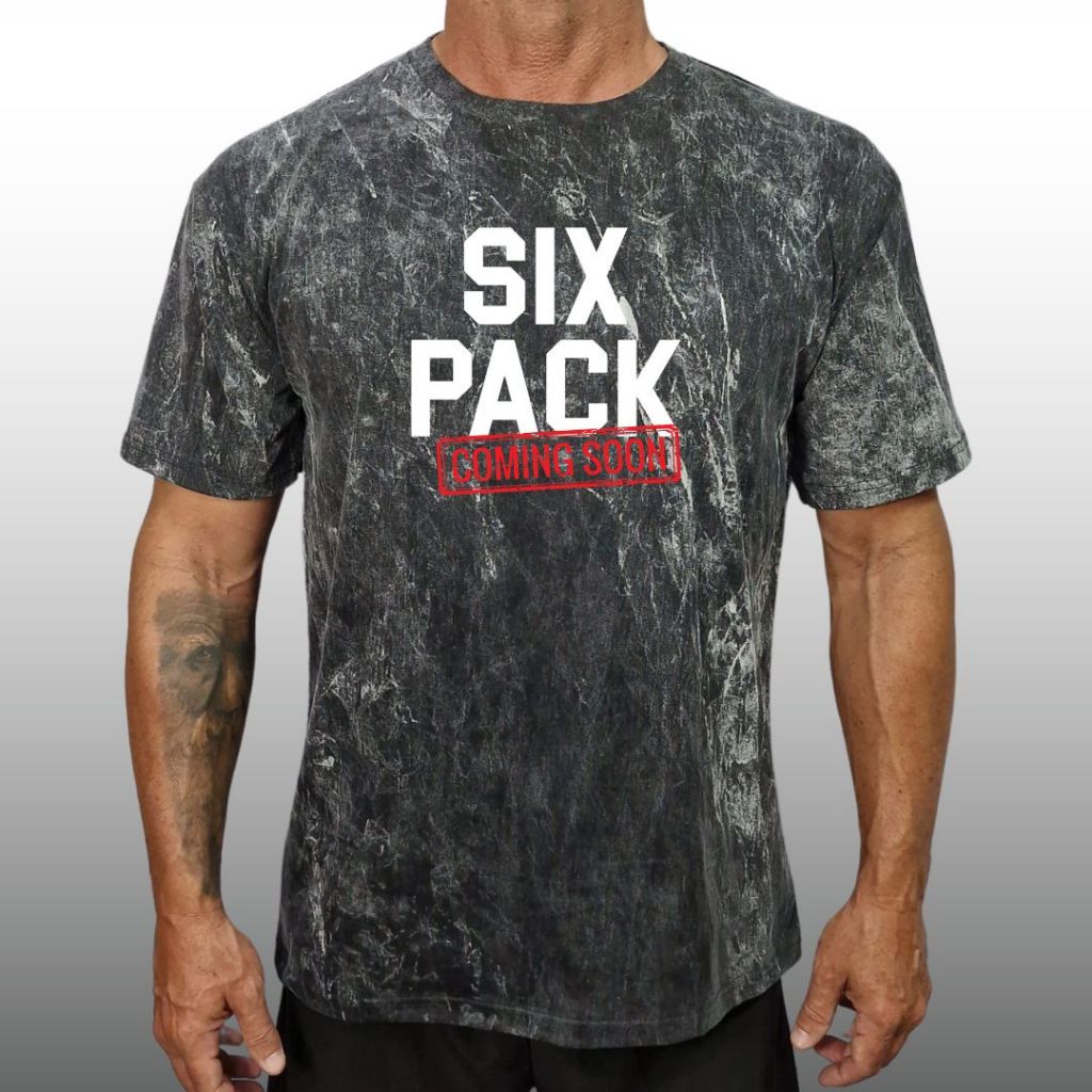 SIX PACK COMING SOON เสื้อยืดแขนสั้นผู้ชาย ผ้าฝ้าย Men’s Cotton Muscle T-Shirt