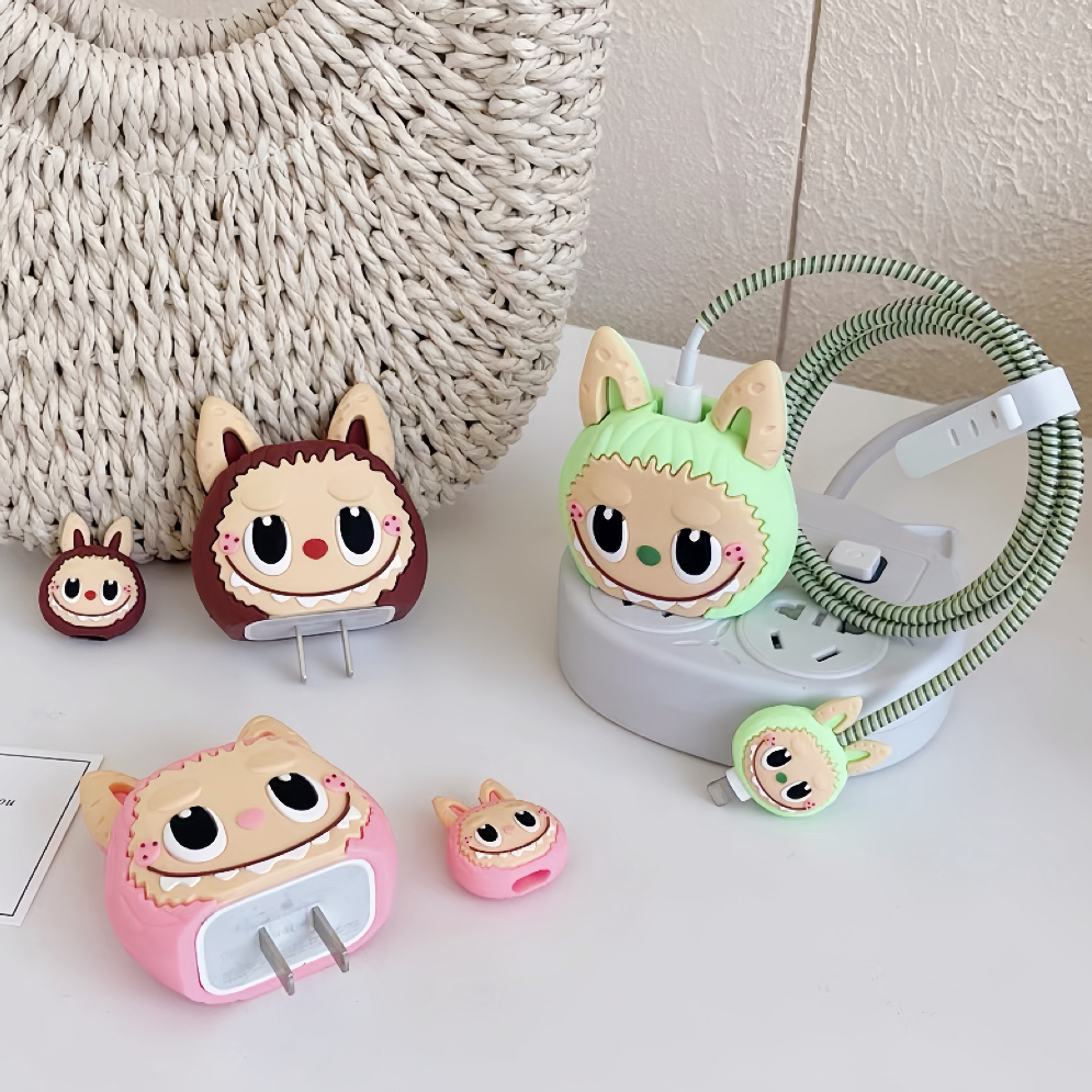 พร้อมส่งจากไทย ชุดถนอมสายชาร์จการ์ตูน เคสถนอมหัวชาร์จ+ถนอมสายชาร์จ สำหรับไอโฟน 18w 20w 35W