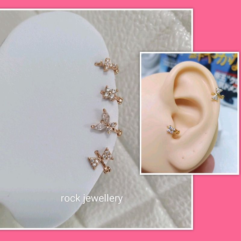 TGR1(ราคา 1 ข้าง)ต่างหูห่วงเพชร ใส่ Tragus ❤️  ต้องการเป็นคู่กดสั่ง 2 ชิ้นนะคะ