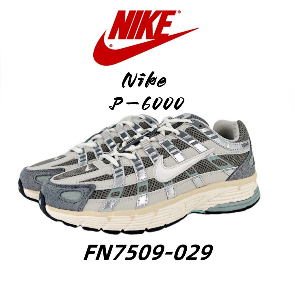 👉 (พร้อมส่ง รองเท้า) ของแท้ 100 % NIKE P-6000 PREMIUM TRIPLE BLACK  SILVER  WHITE FN7509-029