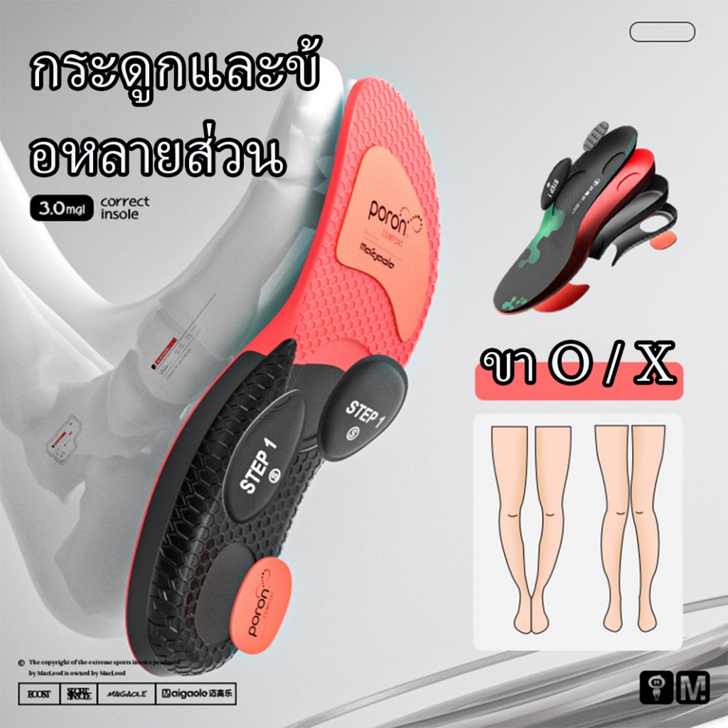 4 ชิ้นปรับอุ้งเท้าสนับสนุน Insole Orthosis แก้ไขท่าธนูสูงต่ำแบนเท้าออกกำลังกาย