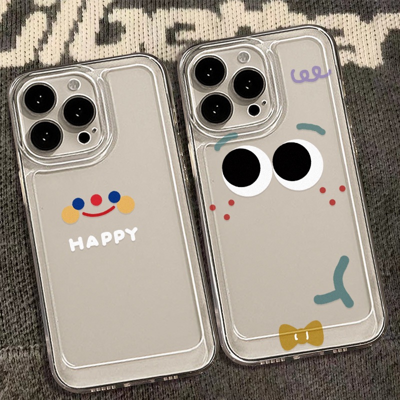 เคสไอโฟน สําหรับ for iPhone 11 13 15 13 12 16 Pro Max 7 8 SE Plus XR X XS Plus เคสโทรศัพท์มือถือ ตาโต รอยยิ้ม Case
