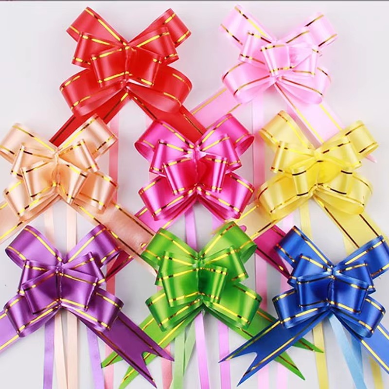(แพ็ค 10 เส้น) พร้อมส่ง ริบบิ้นโบว์เล็ก DIY ดอกไม้ ของขวัญ โบว์ดึงดอกไม้
