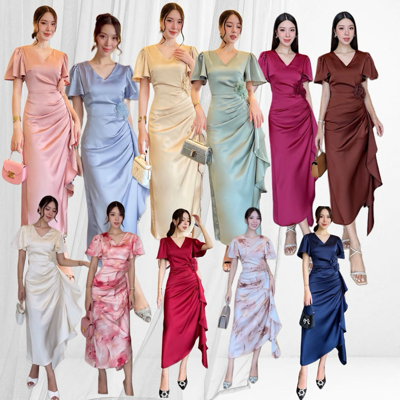 รุ่นนี้มีถึง 3xl เลยนะคะ LINDA : ชุดราตรี ชุดออกงาน ชุดไปงานแต่ง ชุดปาร์ตี้ ชุดสีฟ้า ชุดชมพู ชุดสีครีม ชุดสีเขียว