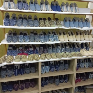 ไซส์ 39[ลดล้างสต็อก] รองเท้าผ้าคราม ผ้าทอมือ