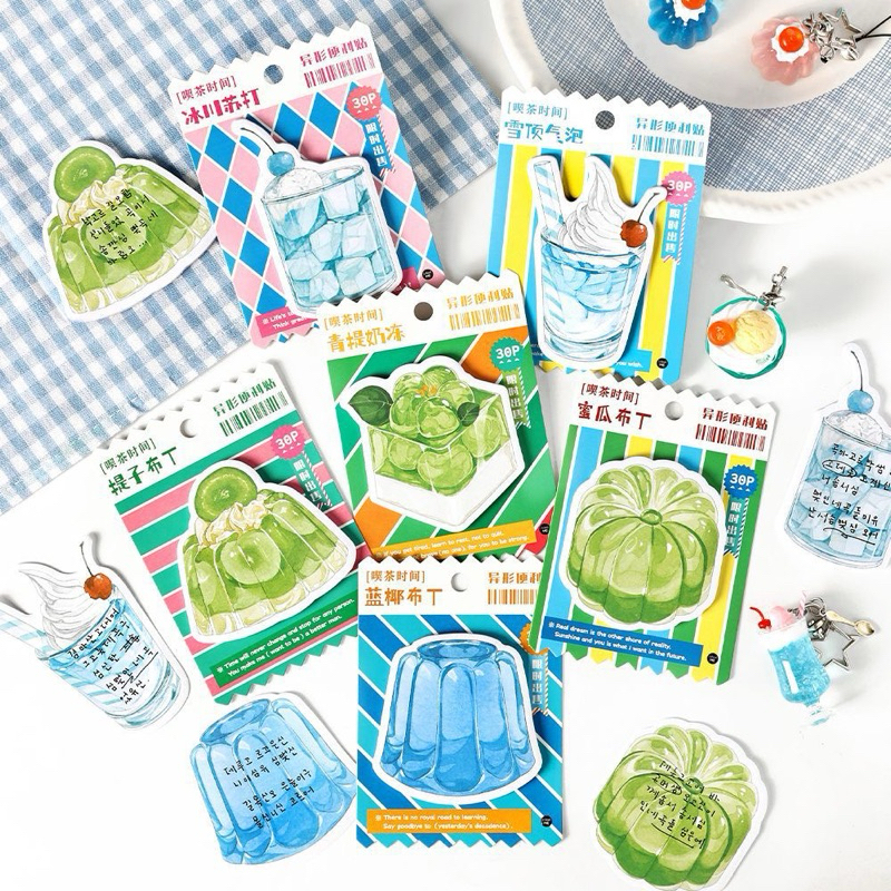 <พร้อมส่ง> โน๊ตกาวกระดาษ  Juicy&Icy  30แผ่น 6ลาย โพอิท เครื่องเขียน กระดาษโน๊ต เมมโม memo ไอศครีม ผลไม้ อาหาร