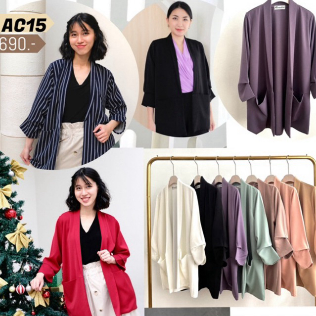 AC15 เสื้อคลุมผ้าฮานาโกะ ทรง oversized แขนจับเดรป มีกระเป๋าสองข้าง รุ่นยอดฮิตทรงสวย ดูดีมีสไตล์ สวยได้ทันใจในราคาเบาเบา