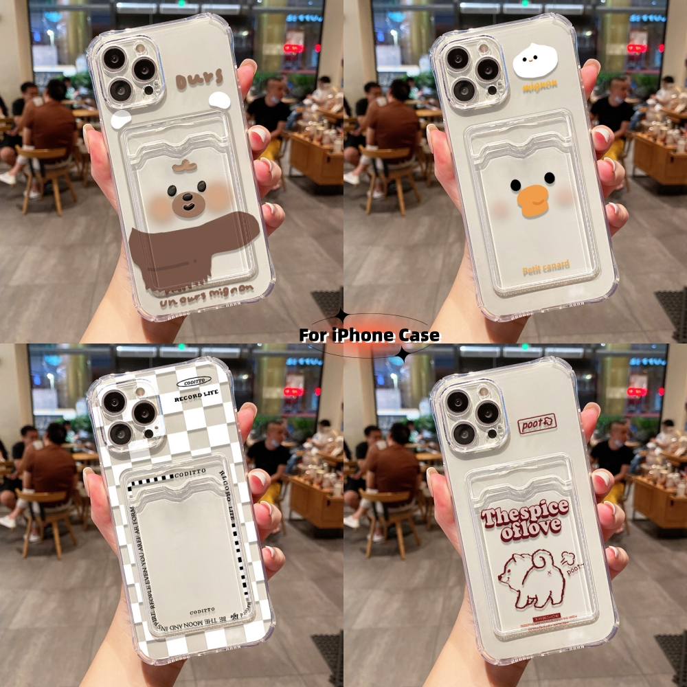Clear ซองใส่การ์ด case for iPhone 17 11 13 16 15 12 14 Pro Max X XS Max XR 7 8Plus เคสโทรศัพท์ซิลิโคน TPU โปร่งใส ราคา ถูกที่สุด ดีลบีเคเค