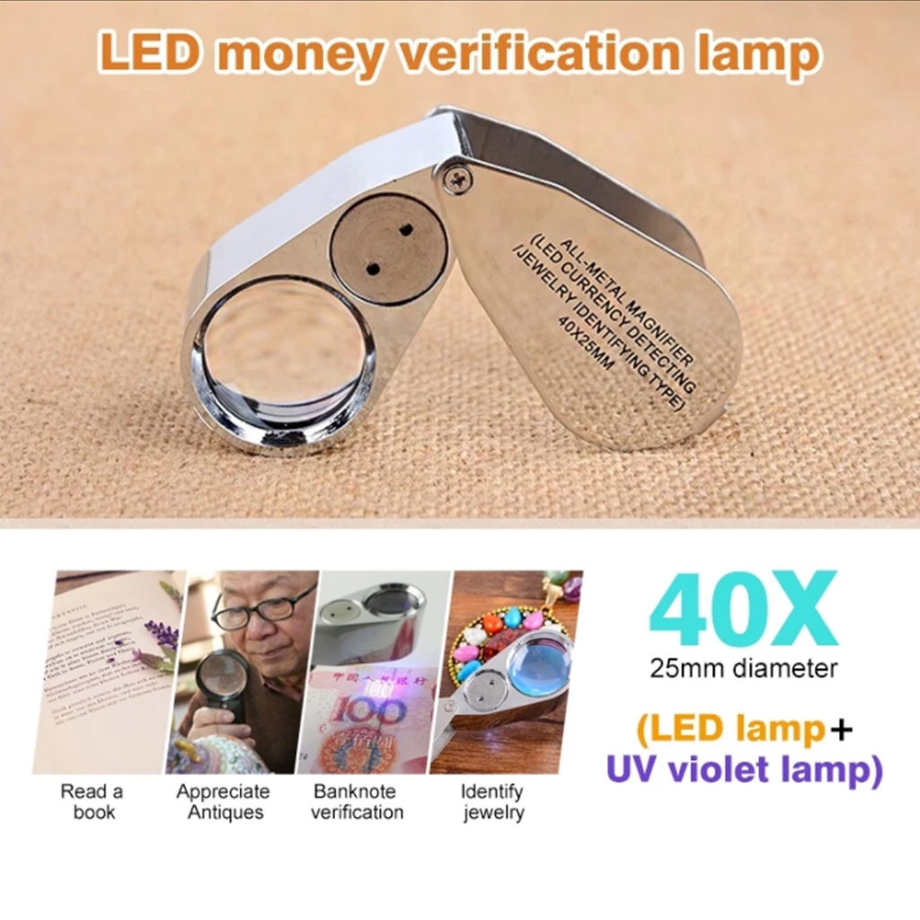 แว่นขยายส่องพระ ไฟม่วง + ไฟขาว LED มีพระส่องกล้อง แลนด์ขยาย กล้องพระส่องกล้อง