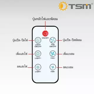 หลอดไฟ พัดลมติดเพดาน LED 80W แสงสีขาว พัดลม 5 ใบพัด หลอดไฟติดเพดาน หลอดไฟมีพัดลม รุ่น TSM-F80C