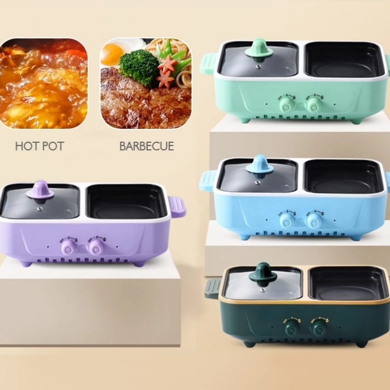 💕กระทะอเนกประสงค์2in1 เตาปิ้งย่างไฟฟ้า เตาย่างบาร์บีคิวไฟฟ้า Non-StickPan มัลติฟังก์ชั่นหม้อบาร์บีคิวเบเกอรี่หม้อหุงข้าว - รูปที่ 2