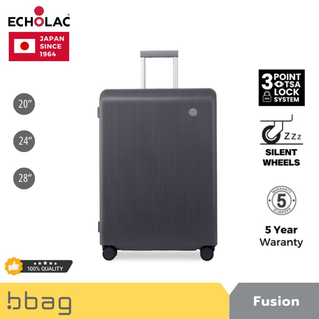 Echolac กระเป๋าเดินทางล้อลาก แบบโครง รุ่น Fusion (PW004) วัสดุ PP ElastoMite ล็อก 3 จุด TSA ล้อคู่ [