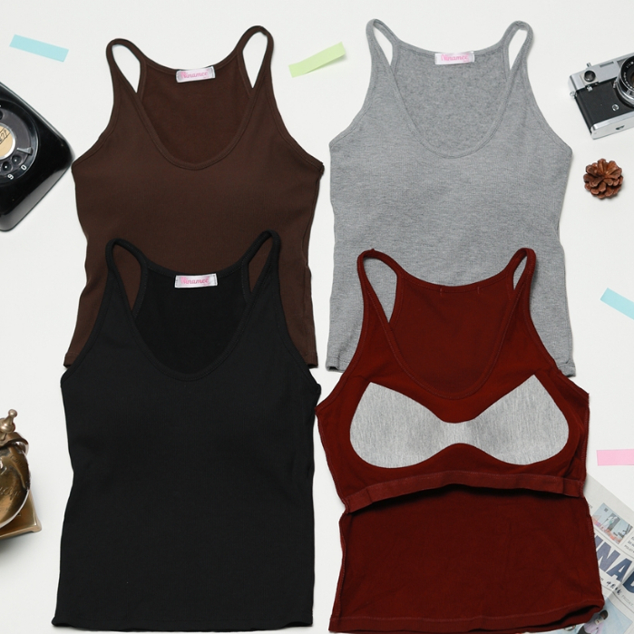 🍒Ninamee เสื้อกล้ามมีบราคอเว้า อก28-38 นิ้ว ผ้าร่องพรีเมียม ยืดหยุ่นใส่สบาย สาวอวบใส่ได้ ทรงสวย #NN12 รูปที่ 4