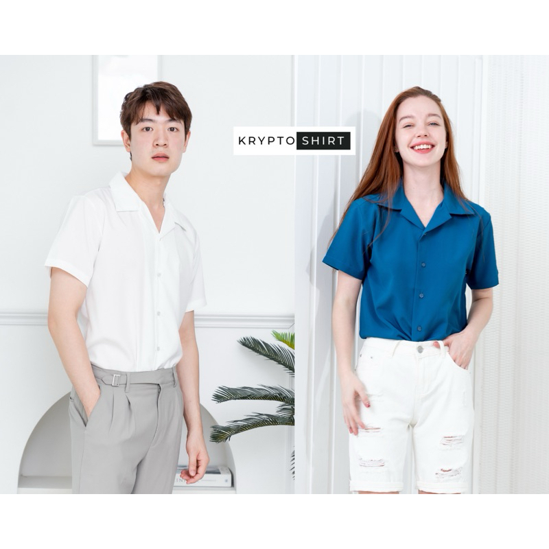 KRYPTO Shirt เสื้อเชิ้ต สไตล์ Minimal / Unisex style / M-2XL