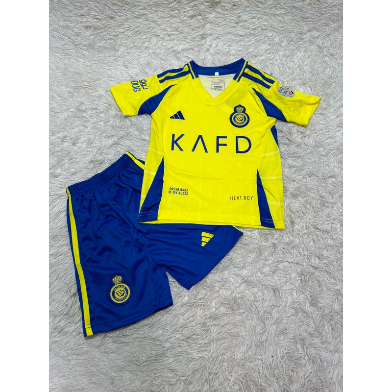 ชุดกีฬาเด็ก ชุดฟุตบอลเด็ก Al nassrลายใหม่ล่าสุด24/25 มีเสื้อพร้อมกางเกง