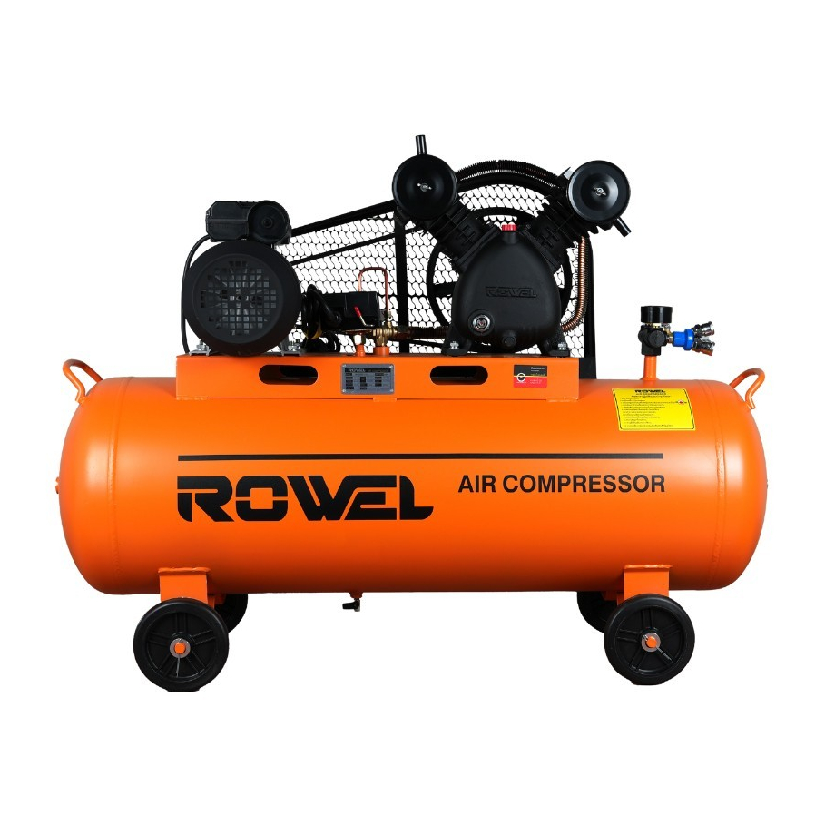 ROWEL ปั๊มลมสายพาน สีส้ม รุ่น BV2065-110 ขนาด 110 ลิตร กำลัง 3 HP แรงดัน 8 บาร์ BELT DRIVE AIR COMPR