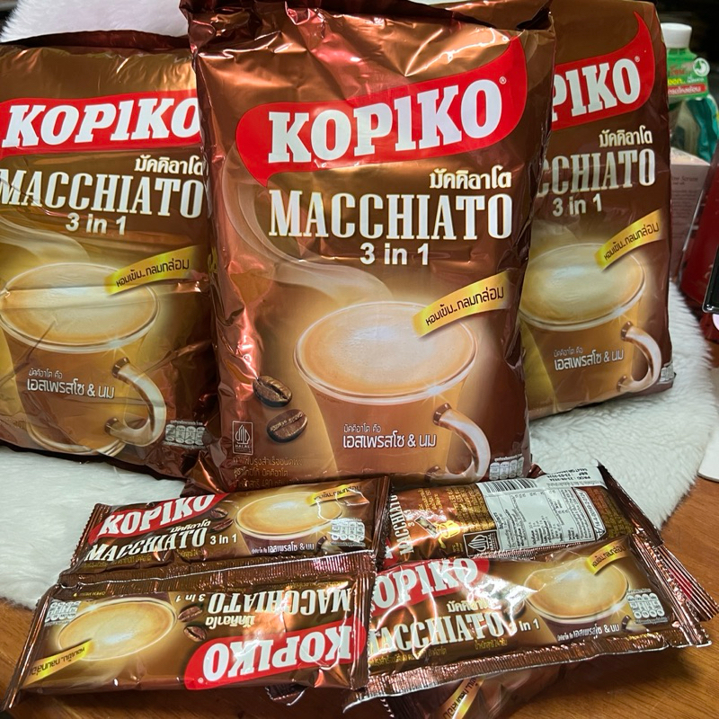 6 ห่อใหญ่ กาแฟ โกปิโก้ เอสเพรสโซ นม พร้อมชงดื่ม kopiko macchiato 3in1 coffee หอม กลมกล่อม 20 ซอง ฟองนุ่ม หอม
