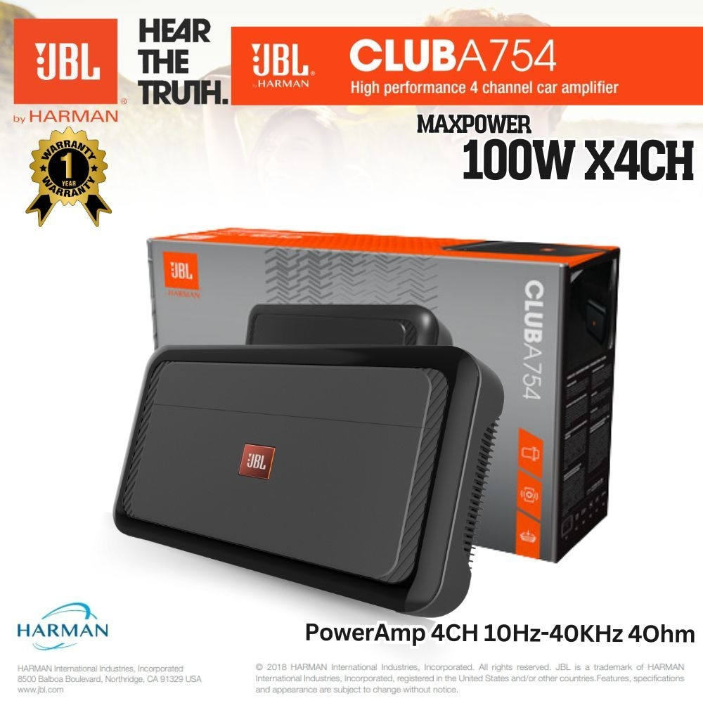 JBL Club A754 เพาเวอร์แอมป์ 4 CH / Class H / 75 watts RMS