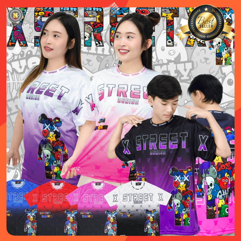 [พร้อมส่งจากไทย] namsap XStreet Teddy BearBrick ลายหมีทูโทนV.02 เสื้อยืดแฟชั่น Unisex คอกลม แขนสั้น ผ้าไมโครฯ ใส่สบาย