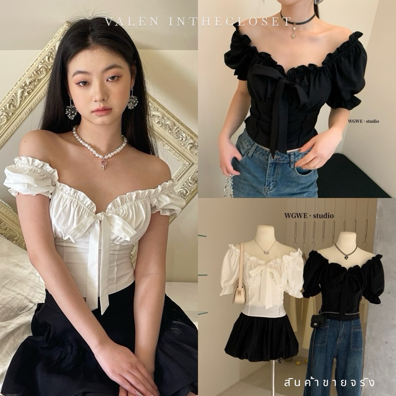 ส่งด่วน WG.WE #1044 dolly bow 🔖เสื้อแขนตุ๊กตาผูกโบว์เนื้อผ้าดี น้องน่ารักมาก