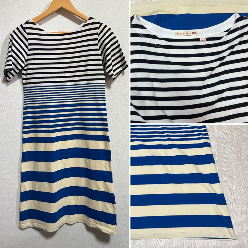 ยูนิโคล่ เดรสผู้หญิง Marni striped short sleeve dress size S ของแท้ มือสอง สภาพดี