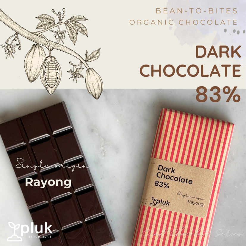 คราฟต์ช็อคโกแลต ดาร์คช็อคโกแลตออร์แกนิค 83% ระยอง Craft Chocolate Organic Dark Chocolate 83% Single origin Rayong