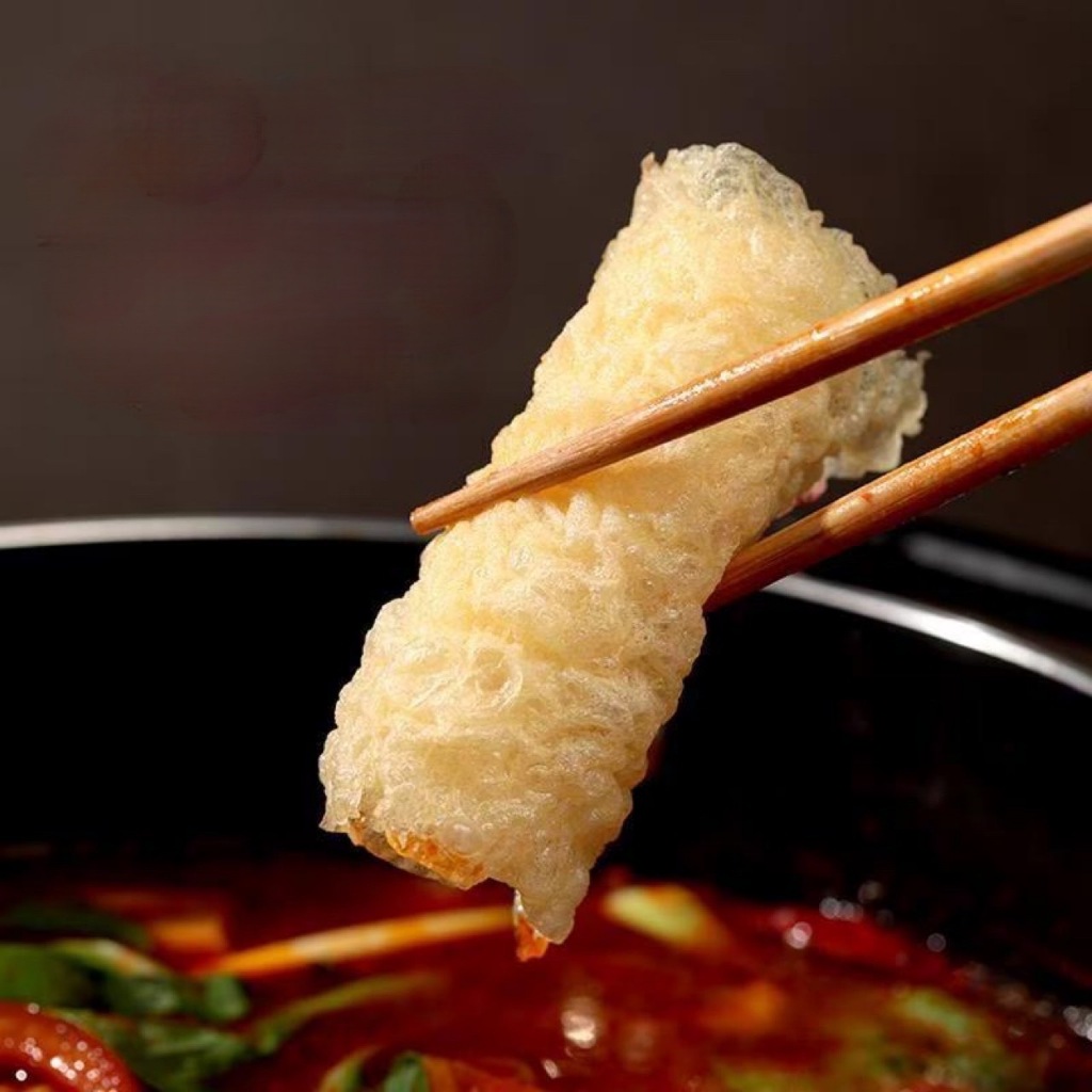 JY.57ฟองเต้าหู้ม้วนทานคู่ชาบูสุกี้หม้อไฟจีนสะดวกอร่อย120g รูปที่ 2