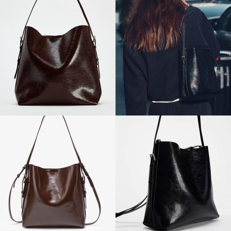 กระเป๋า zara bucket bag รุ่น double strap น้ำหนักเบามากกๆ แนะนำ