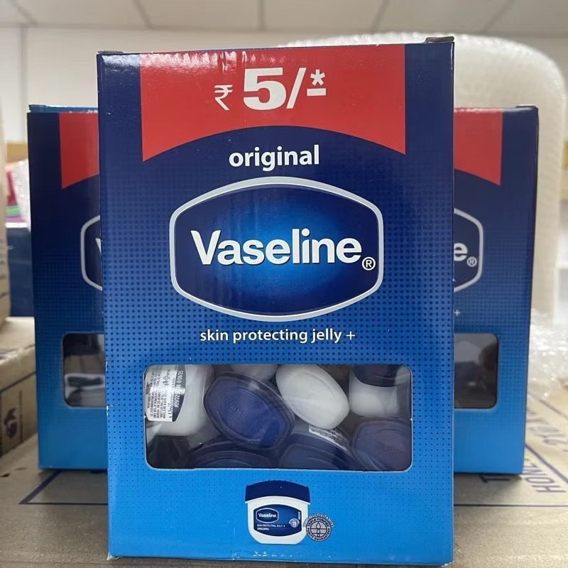 Vaseline 5.5 g. วาสลีนจิ๋ว ขายยกกล่อง 48 ชิ้น แพ็คเก็จใหม่กล่องกระดาษ