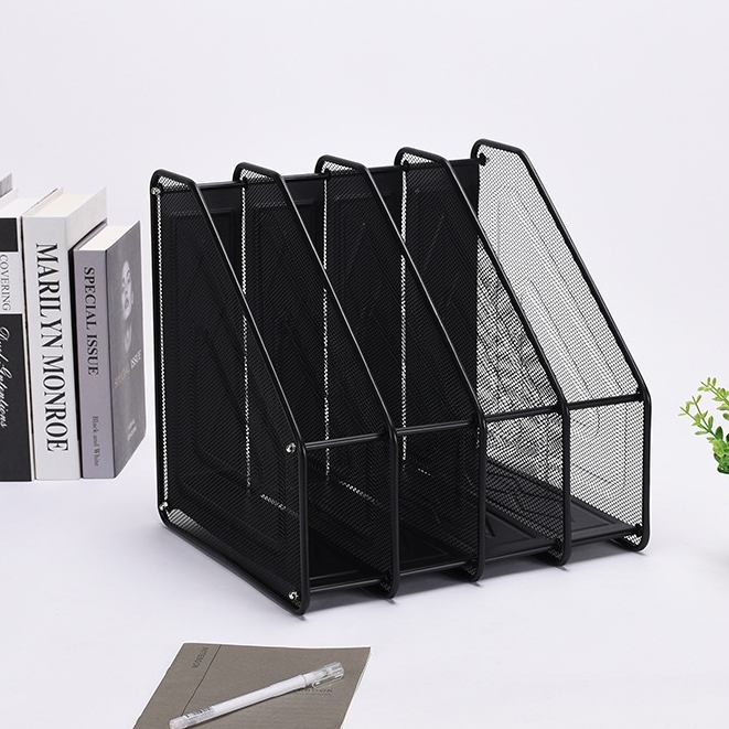 ชั้นวางเอกสาร ชั้นวางหนังสือ 4 ช่อง 32*30*32cm สแตนเลสแข็งแรง กล่องใส่เอกสาร โฟลเดอร์กล่องใส่ของ