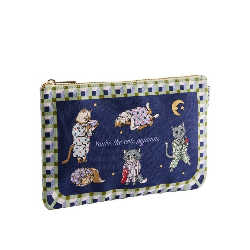 Cath Kidston Female Round Pouch Cats Pyjamas Navy