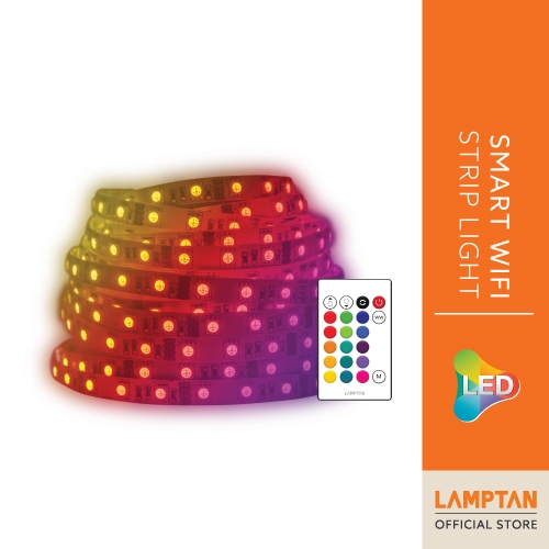 LAMPTAN หลอดไวไฟ LED Smart Wi-Fi Strip Light 18w 3m. แสงเหลือง + RGB 16 ล้านเฉดสี ควบคุมด้วย Smartph