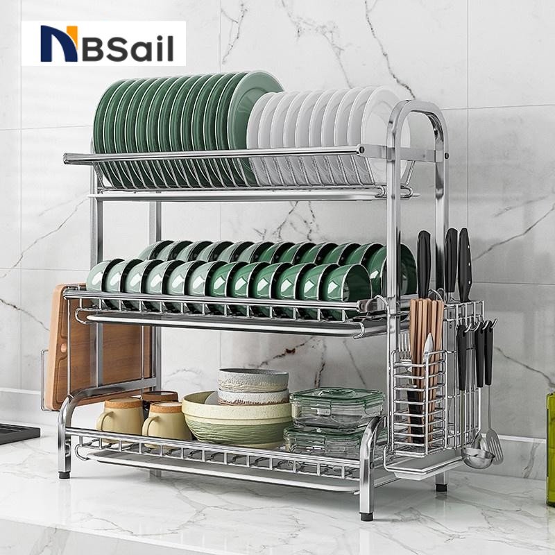 NBSail ชั้นวางจาน ที่วางจาน 3/2ชั้น สแตนเลส ชั้นวางของในครัว New