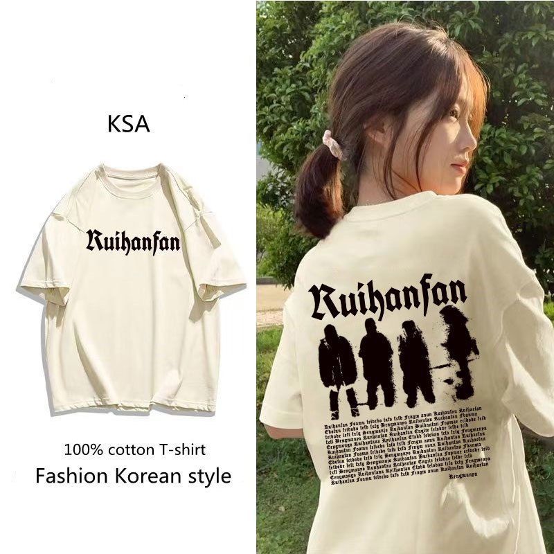 เสื้อยืดแฟชั่นผู้หญิงกําลังฮิตใหม่ล่าสุด Oversize เสื้อผ้าสาวอวบไซส์ใหญ่ เสื้อโอเวอร์ไซส์สไตล์เกาหลี สกรีนลายวินเทจเท่ๆ - รูปที่ 4