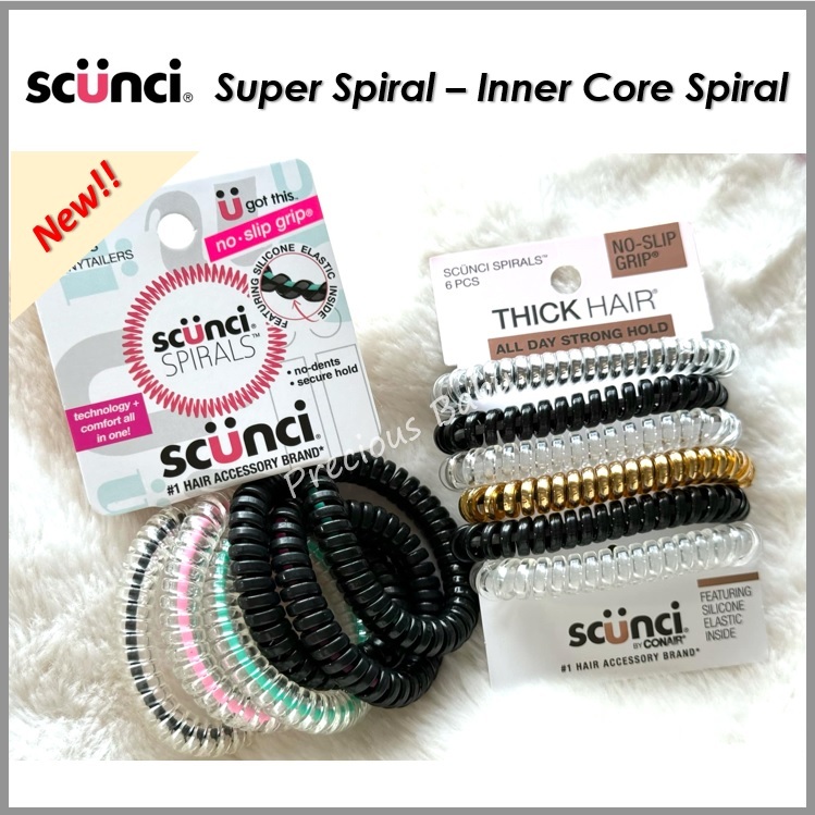 🔥ใหม่🔥Scunci Super Spiral - Silicone core spiral - ยางรัดผมแบบเกลียวมียางซิลิโคนด้านใน ช่วยให้รัดแน่นขึ้น